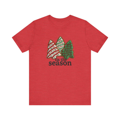 Tis the Season Christmas Tree Cookies T-Shirt - Faux Yarn