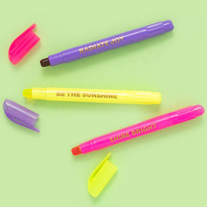 Wax Highlighter Set - Motivational - Asst Clrs - 3 Piece Set