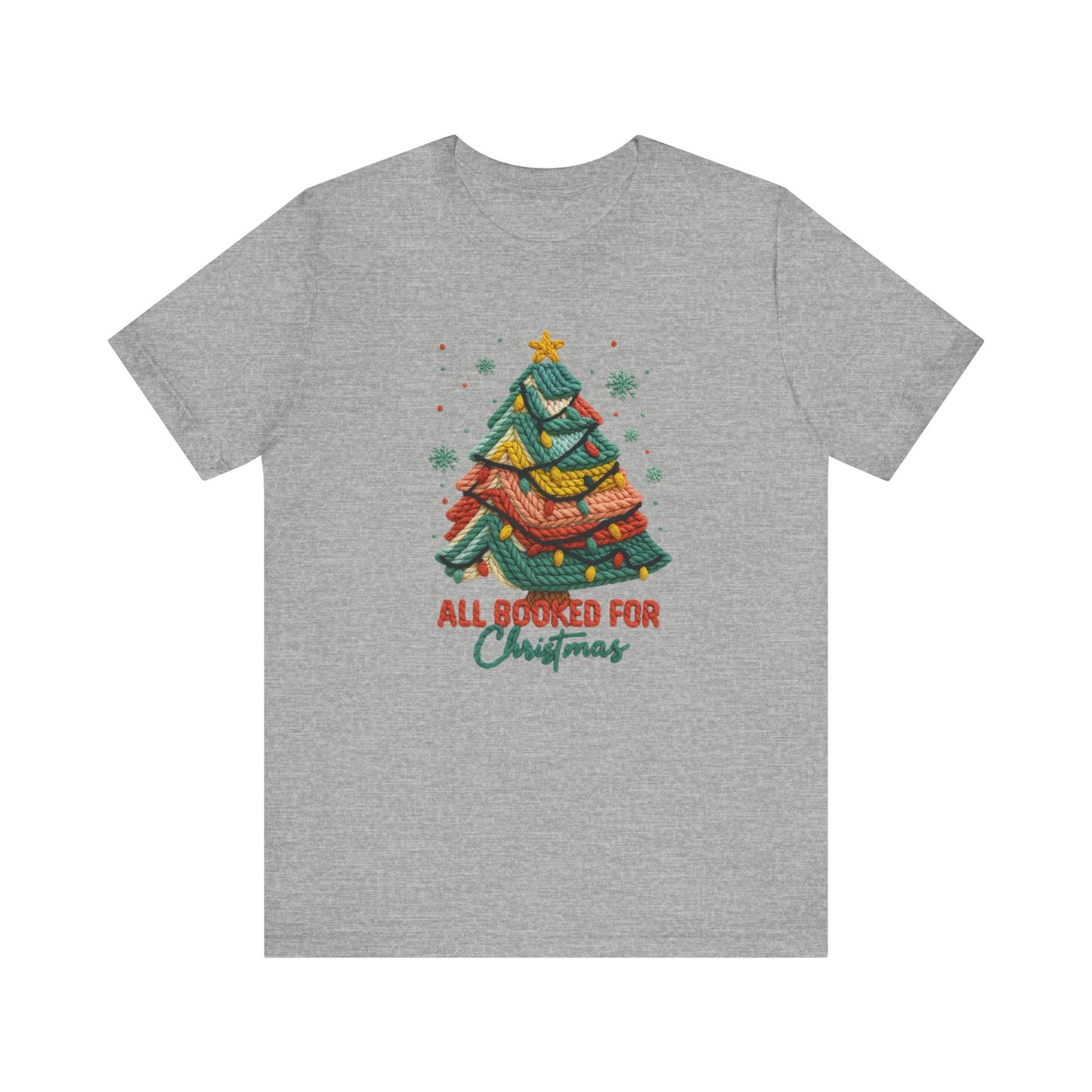 All Booked for Christmas Bookish Christmas T-Shirt - Faux Yarn