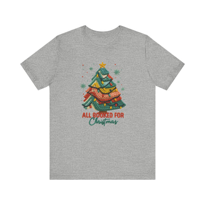All Booked for Christmas Bookish Christmas T-Shirt - Faux Yarn