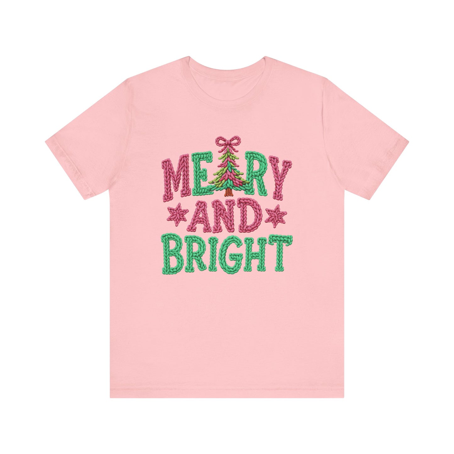 Merry & Bright Christmas T-Shirt - Faux Yarn