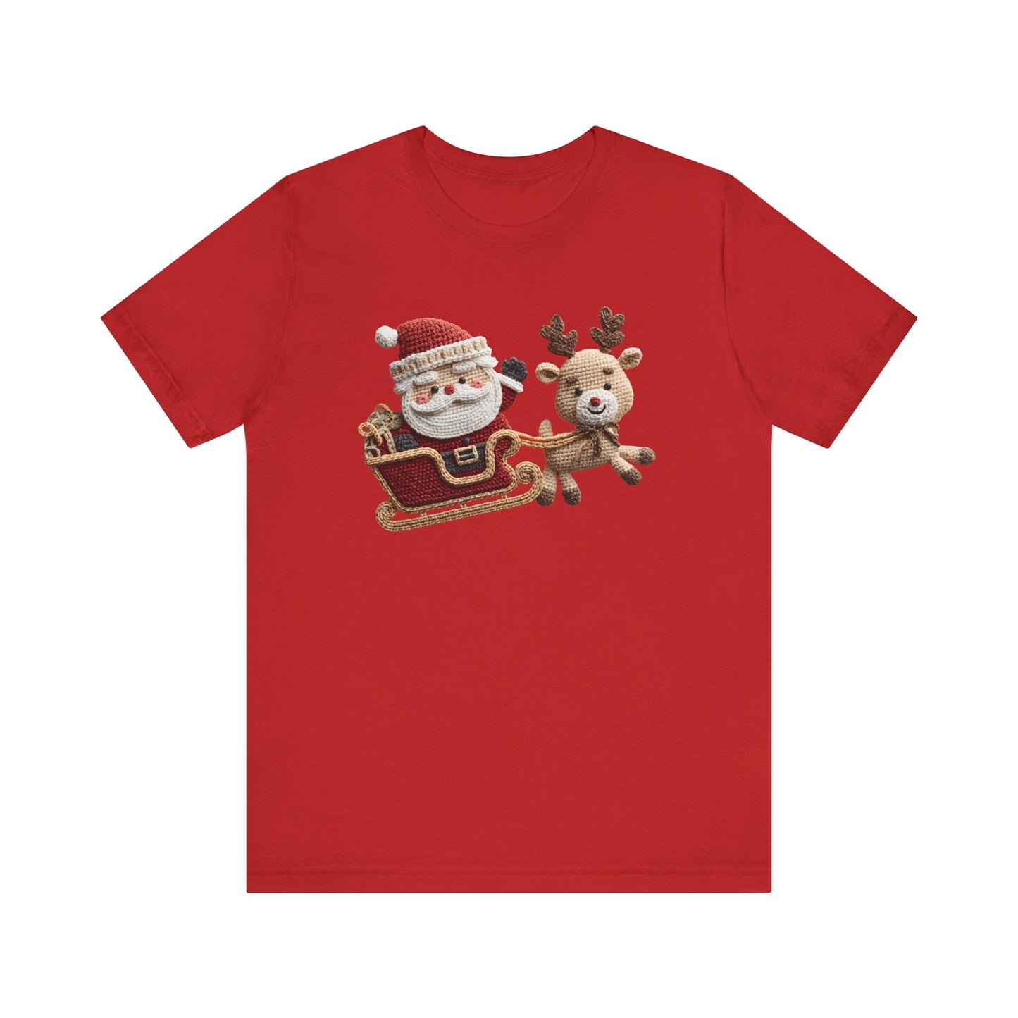 Santa Sleigh Christmas T-Shirt - Faux Yarn