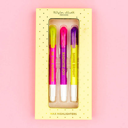 Wax Highlighter Set - Motivational - Asst Clrs - 3 Piece Set