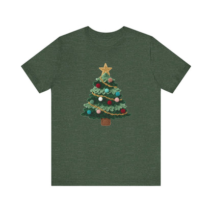 Cute Christmas Tree T-Shirt - Faux Yarn