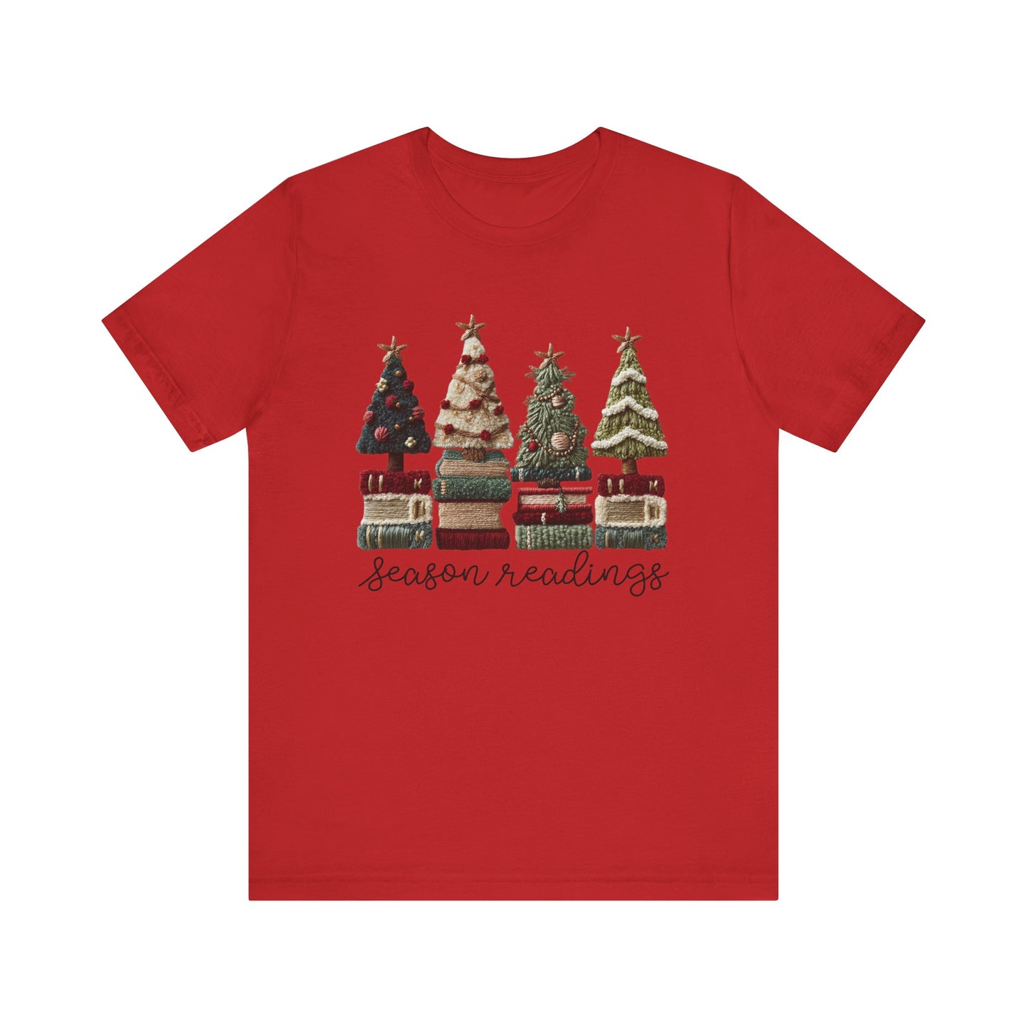 Season Readings Bookish Christmas Tree T-Shirt - Faux Yarn