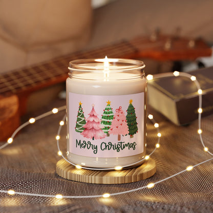 Pink Trees Merry Christmas 9oz Scented Soy Candle