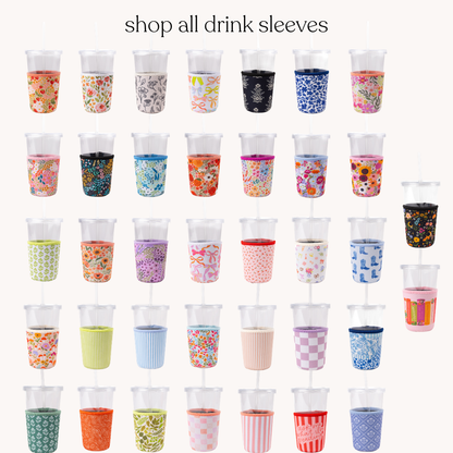 Rainbow Garden Drink Sleeve, Iced Coffee Koozie, Drink Cover