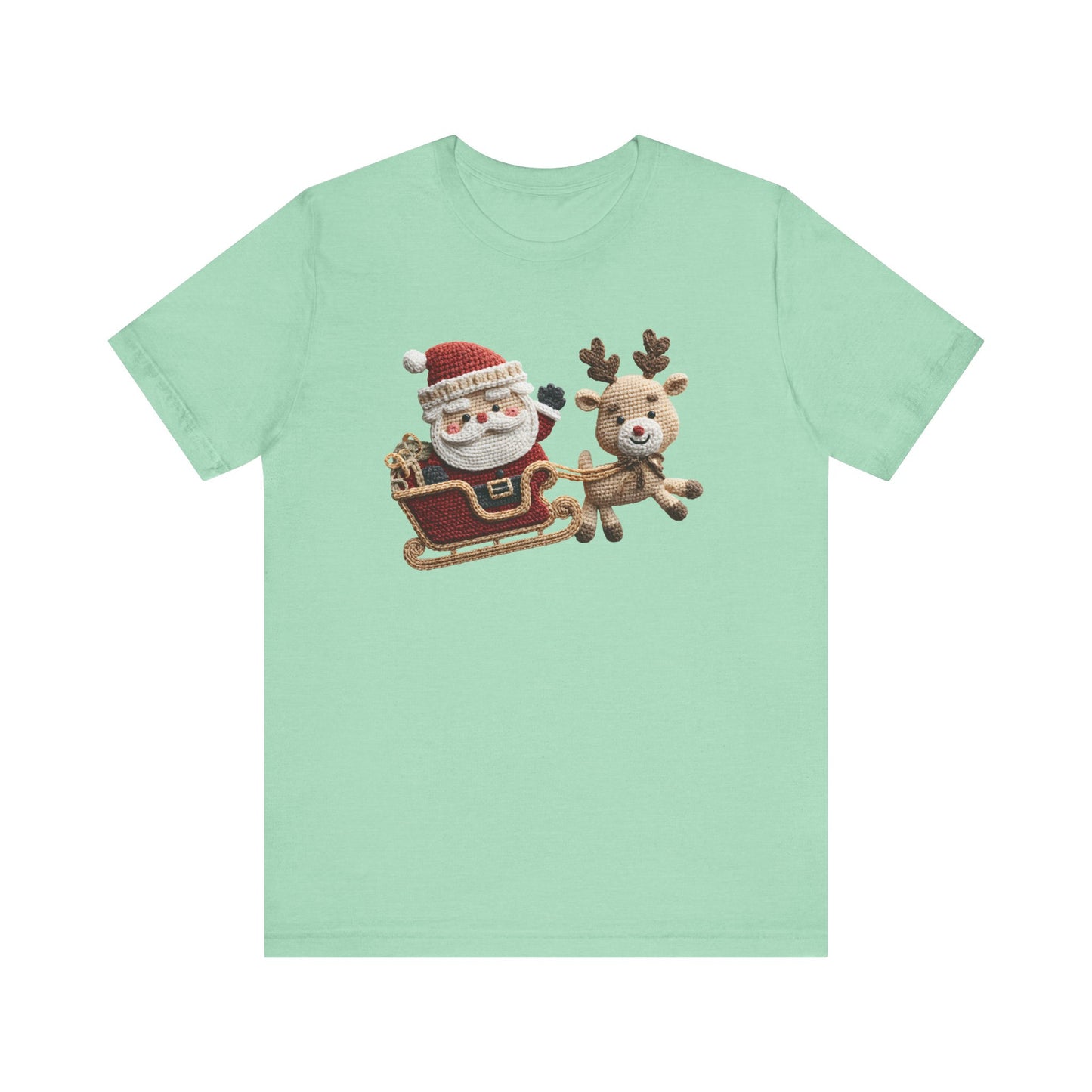 Santa Sleigh Christmas T-Shirt - Faux Yarn