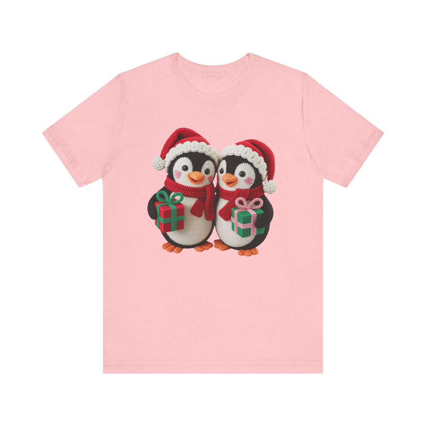 Cute Christmas Penguins T-Shirt - Faux Yarn
