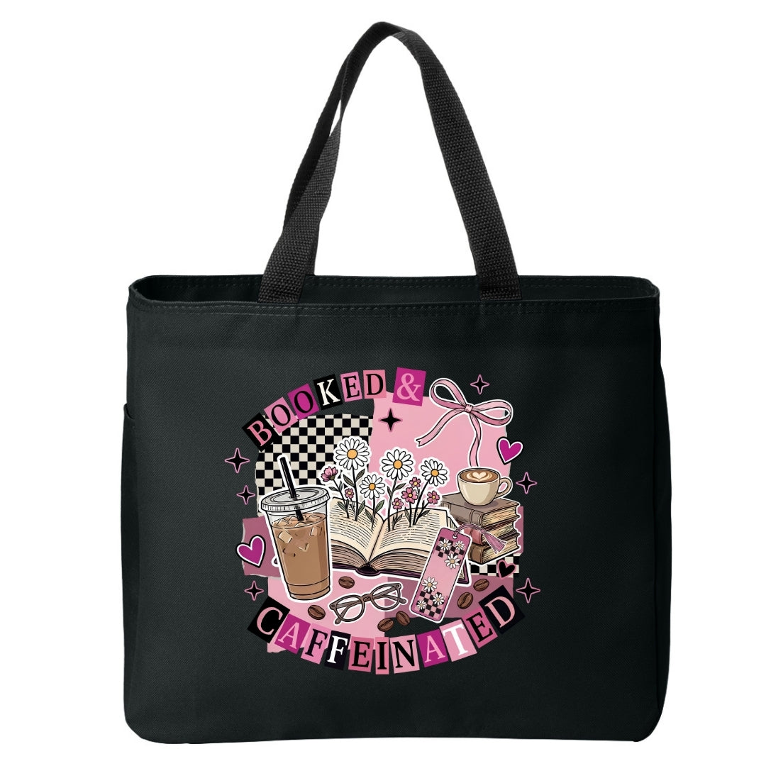 Booked & Caffeinated Tote Bag Just So Happy