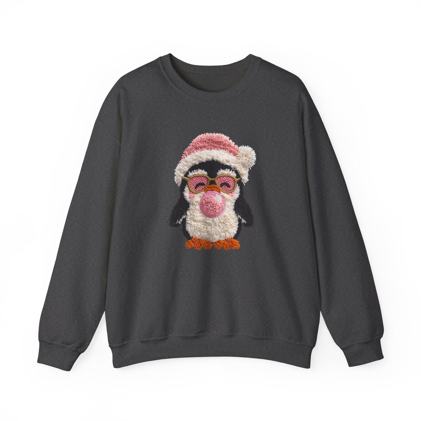 Cute Penguin Bubble Gum Christmas Sweatshirt - Faux Yarn