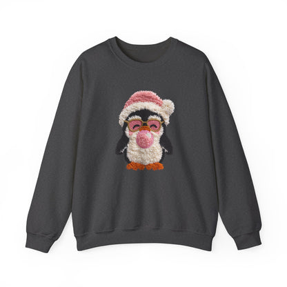 Cute Penguin Bubble Gum Christmas Sweatshirt - Faux Yarn