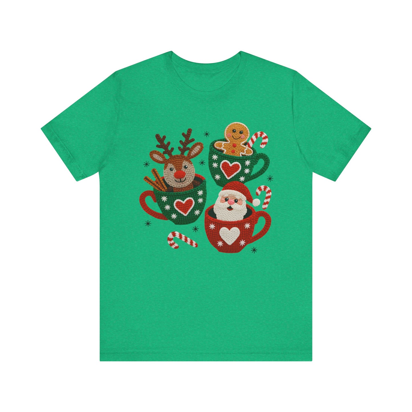 Coffee Cup Crew Christmas T-Shirt - Faux Yarn