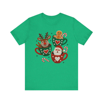 Coffee Cup Crew Christmas T-Shirt - Faux Yarn