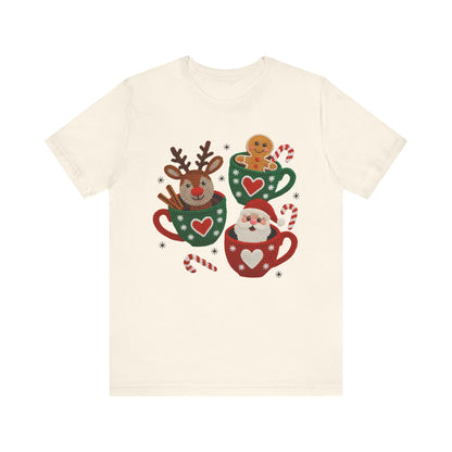 Coffee Cup Crew Christmas T-Shirt - Faux Yarn