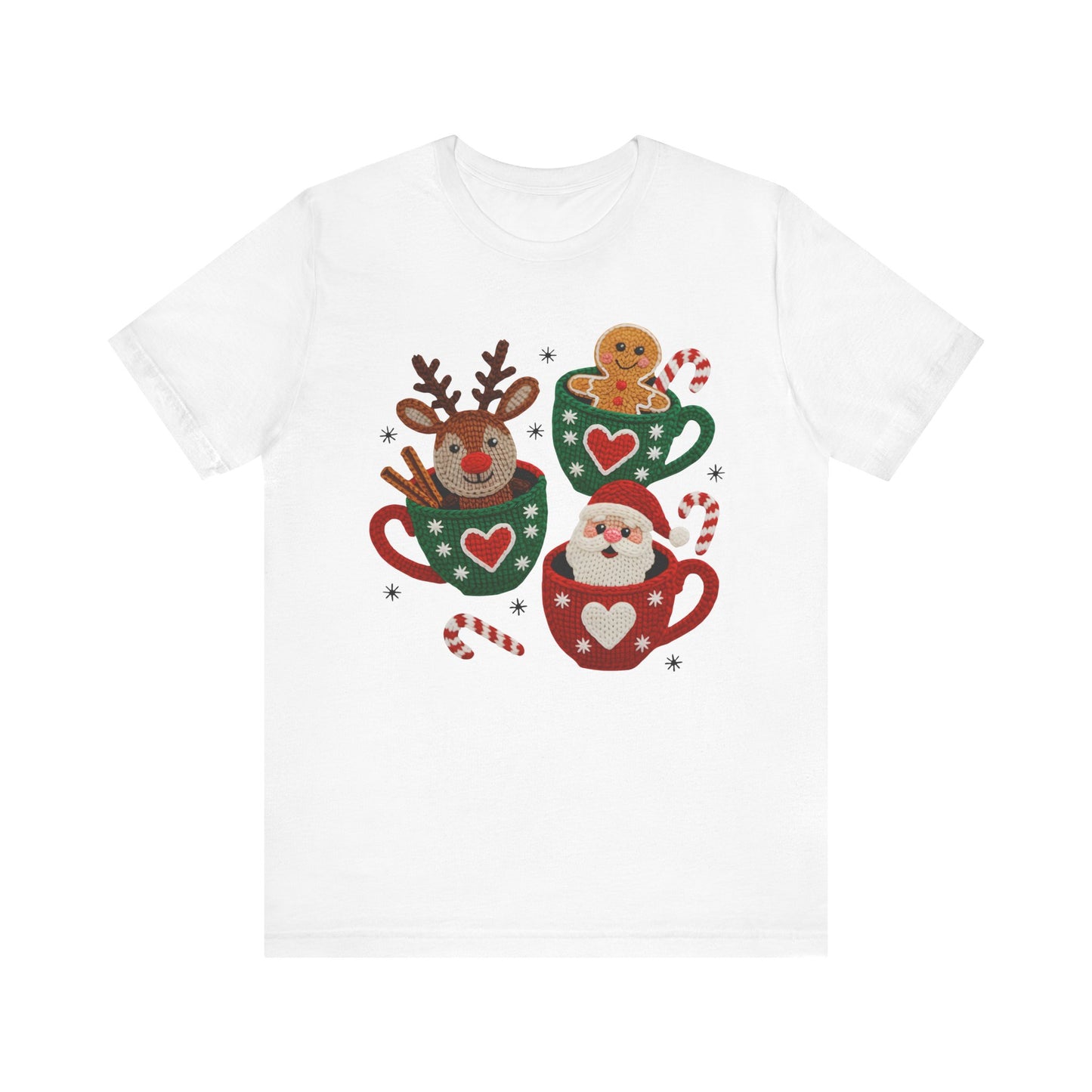 Coffee Cup Crew Christmas T-Shirt - Faux Yarn