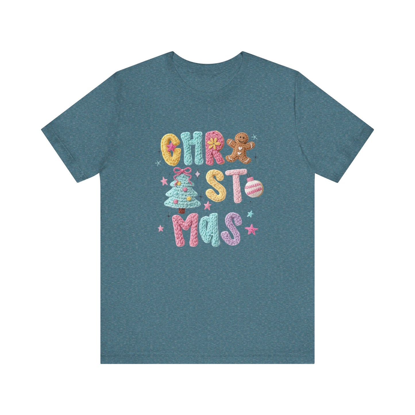 Pastel Christmas Cookie T-Shirt - Faux Yarn