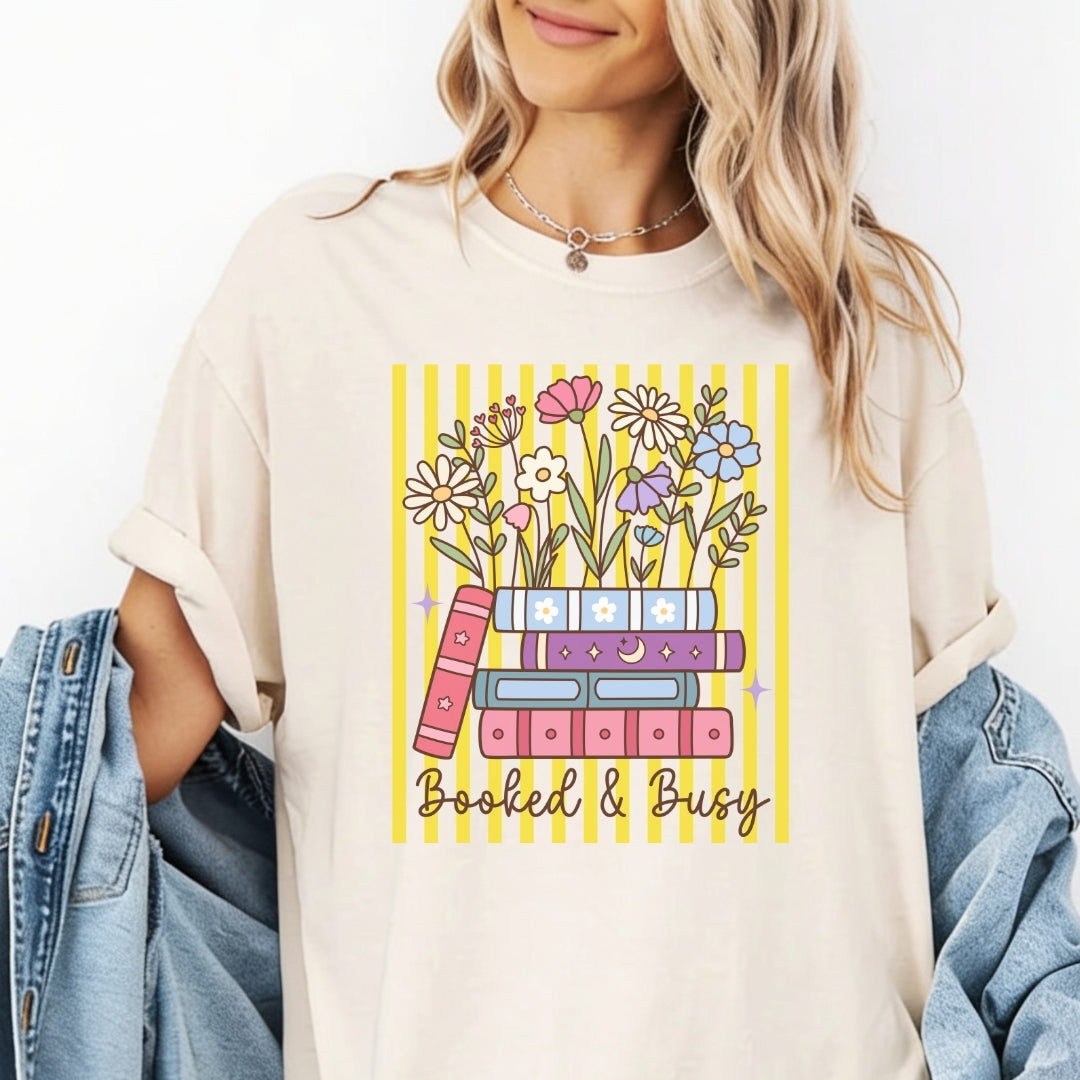 Booked & Busy Stripes T-Shirt Just So Happy
