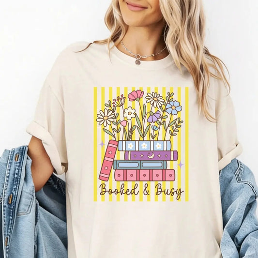 Booked & Busy Stripes T-Shirt Just So Happy