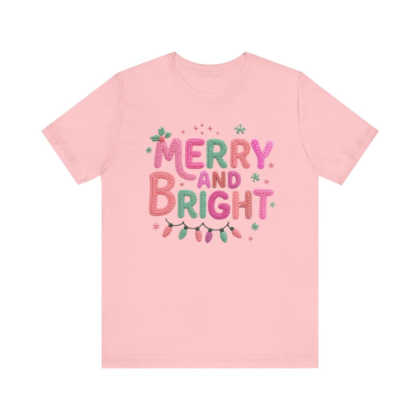 Merry & Bright Christmas T-Shirt - Faux Yarn