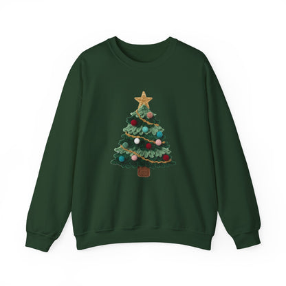 Cute Christmas Tree Sweatshirt - Faux Yarn