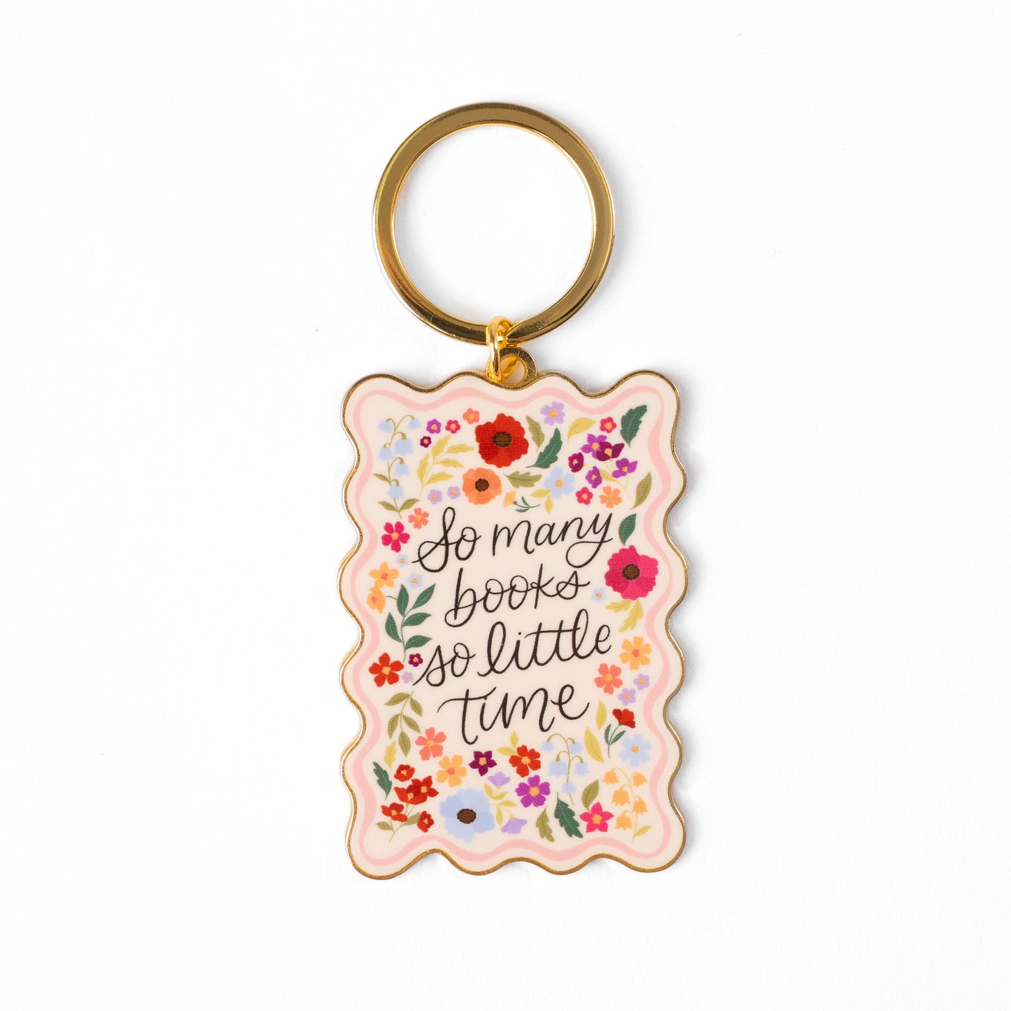 So Many Books Metal Keychain 2.5x1.5 in. | Bookish & Reading