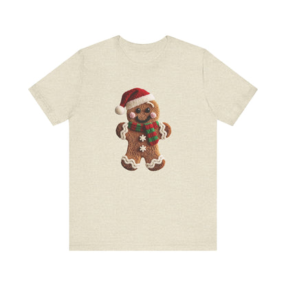 Ginger Bread Man Christmas T-Shirt - Faux Yarn