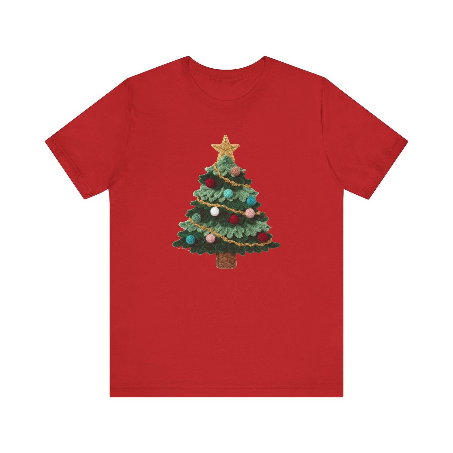 Cute Christmas Tree T-Shirt - Faux Yarn
