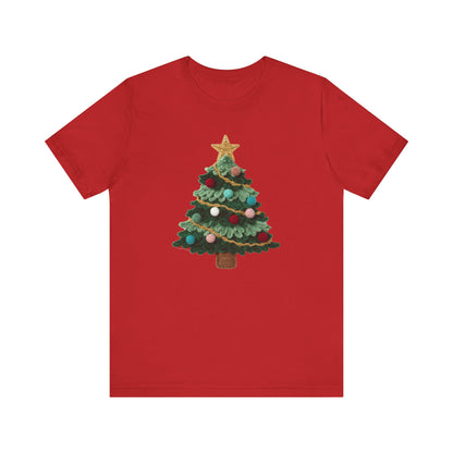 Cute Christmas Tree T-Shirt - Faux Yarn