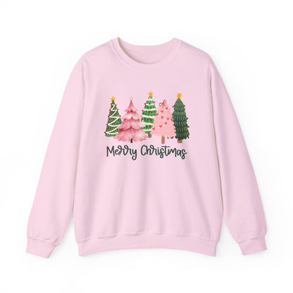 Pink Trees Merry Christmas Sweatshirt
