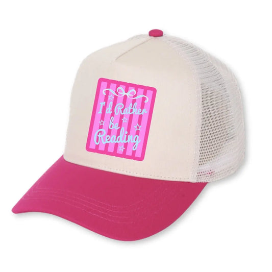I'd Rather Be Reading Pink Stripes Hat Just So Happy