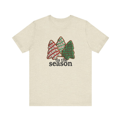 Tis the Season Christmas Tree Cookies T-Shirt - Faux Yarn