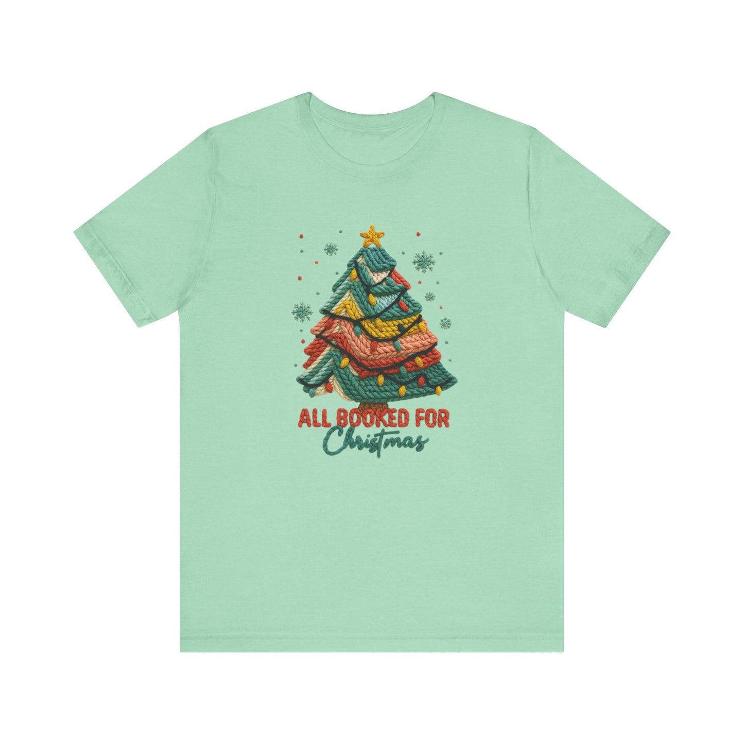 All Booked for Christmas Bookish Christmas T-Shirt - Faux Yarn
