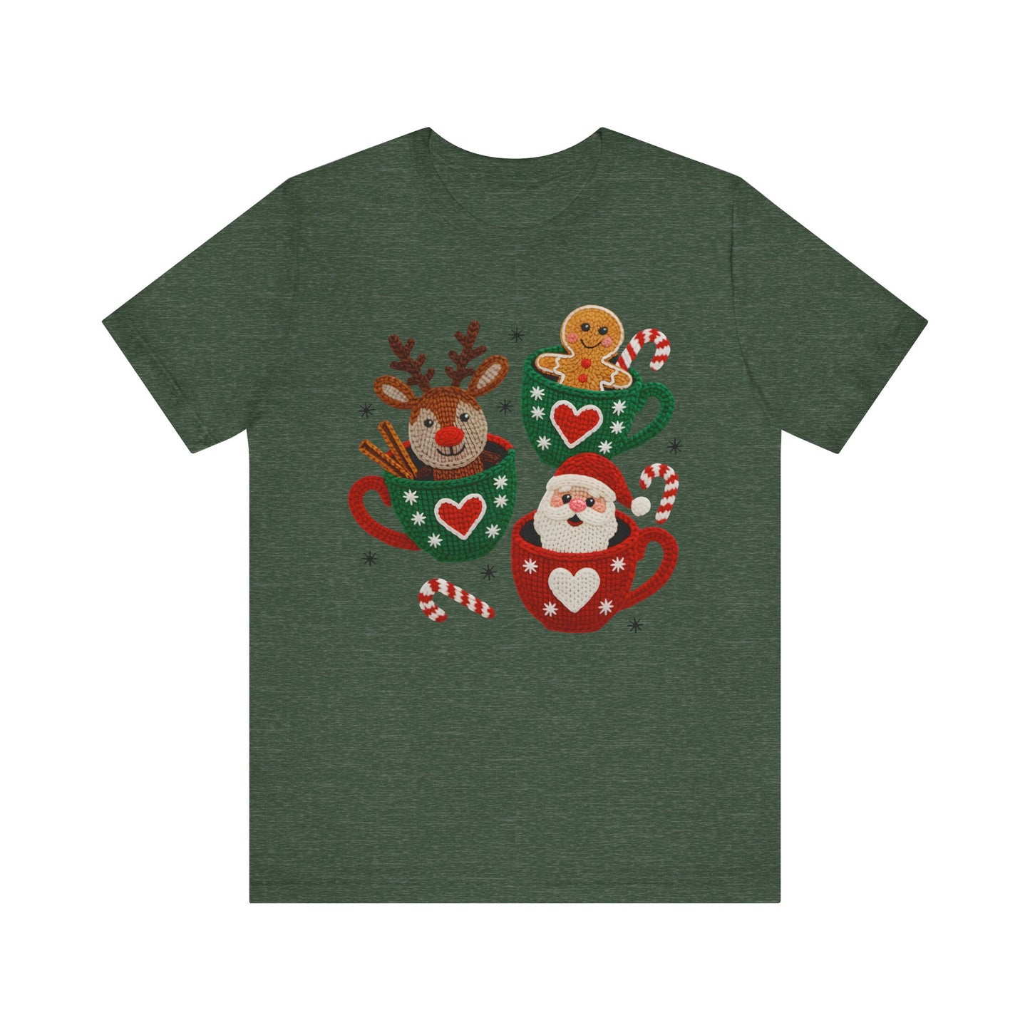Coffee Cup Crew Christmas T-Shirt - Faux Yarn