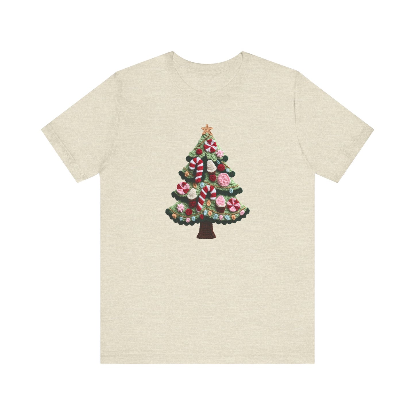 Cute Christmas Tree T-Shirt - Faux Yarn