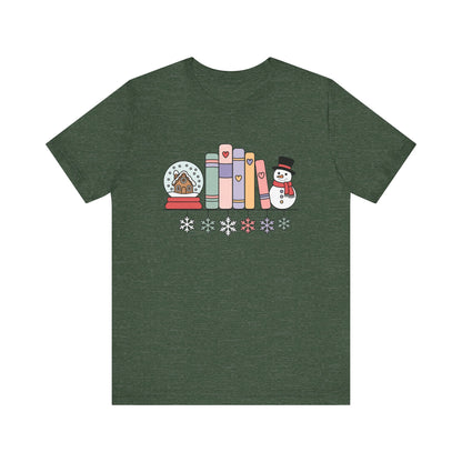 Cozy Book Shelf Christmas T-Shirt