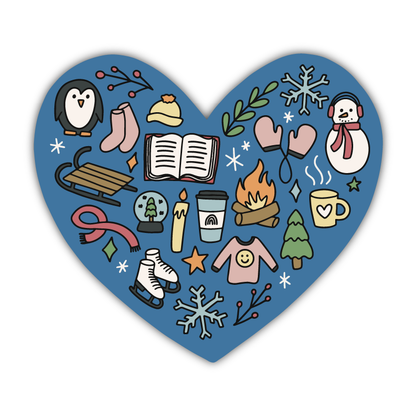 I Love Winter Heart Sticker