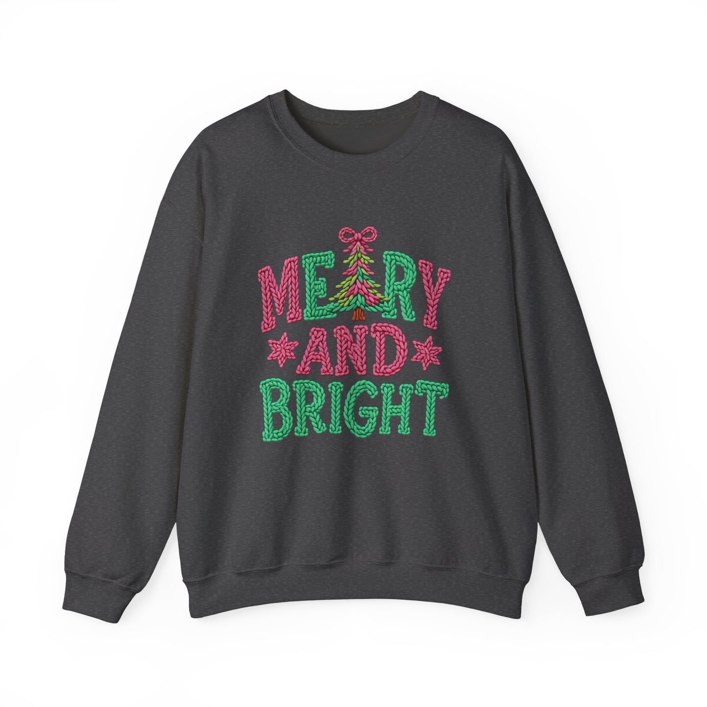 Merry & Bright Christmas Sweatshirt - Faux Yarn