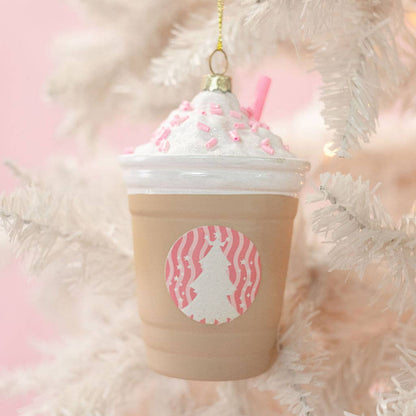 Iced Coffee Drink Pink Christmas Ornament