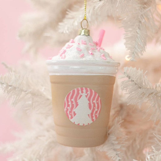 Iced Coffee Drink Pink Christmas Ornament