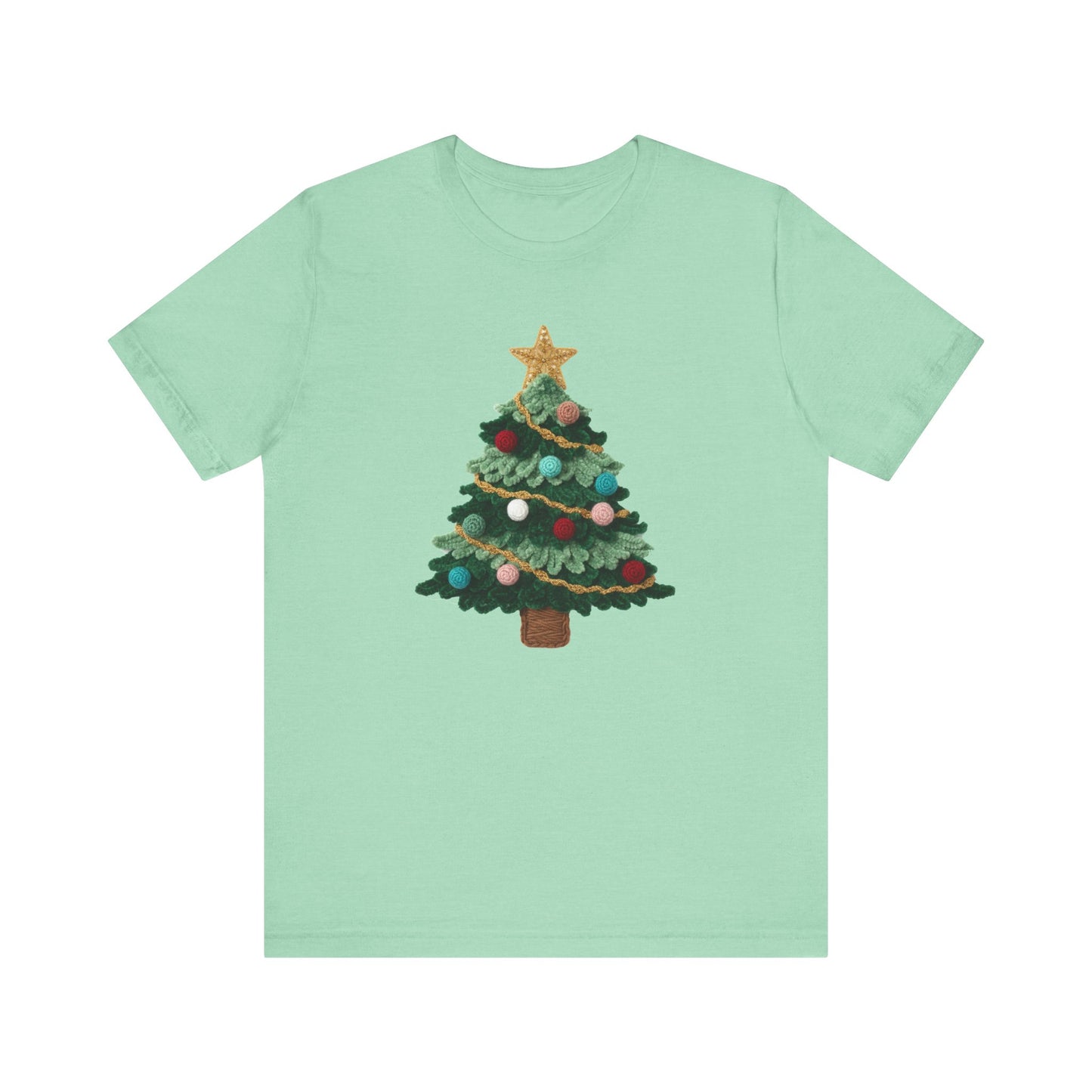 Cute Christmas Tree T-Shirt - Faux Yarn