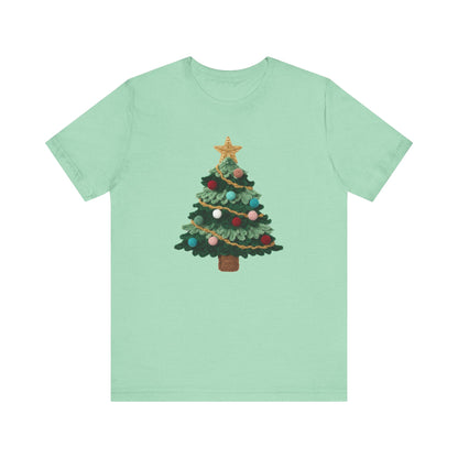 Cute Christmas Tree T-Shirt - Faux Yarn