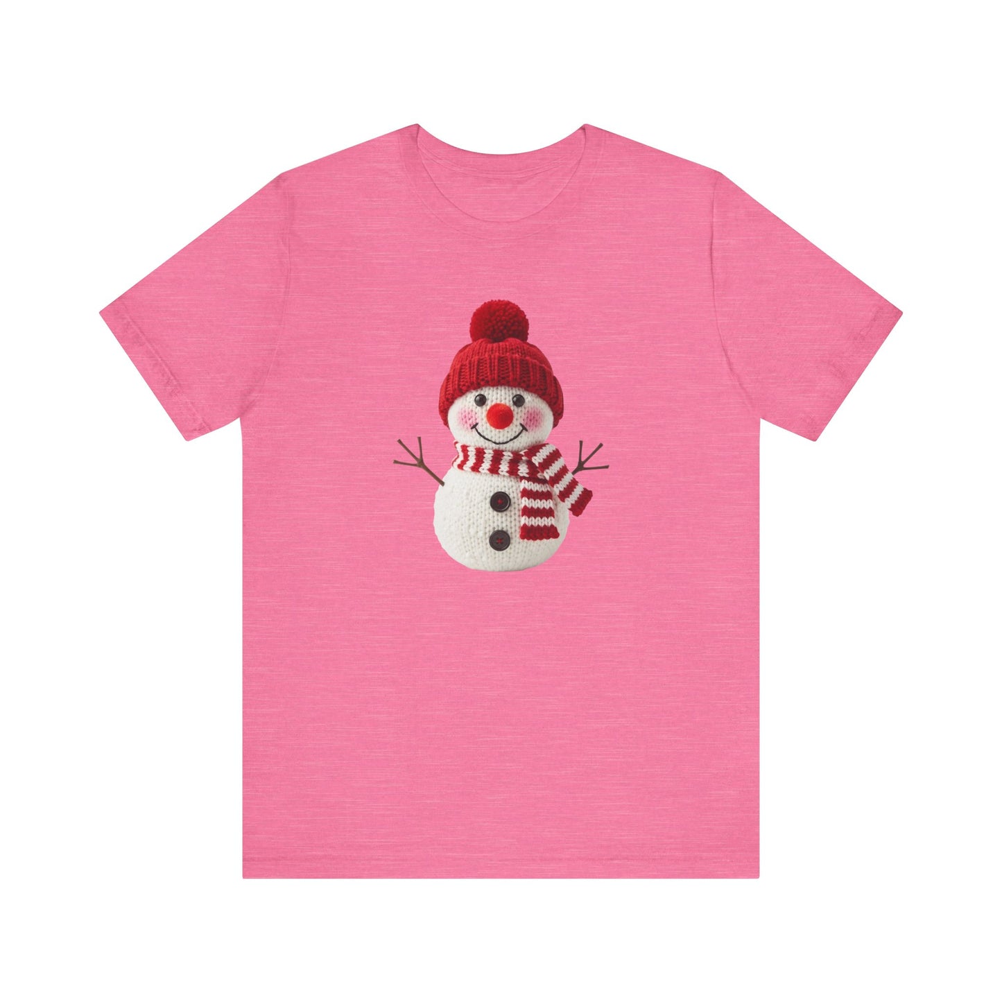 Happy Snowman Christmas T-Shirt - Faux Yarn