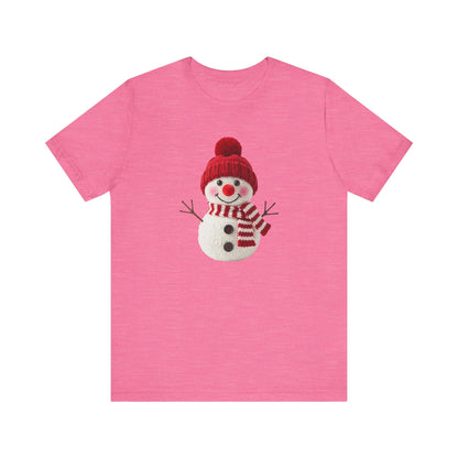 Happy Snowman Christmas T-Shirt - Faux Yarn