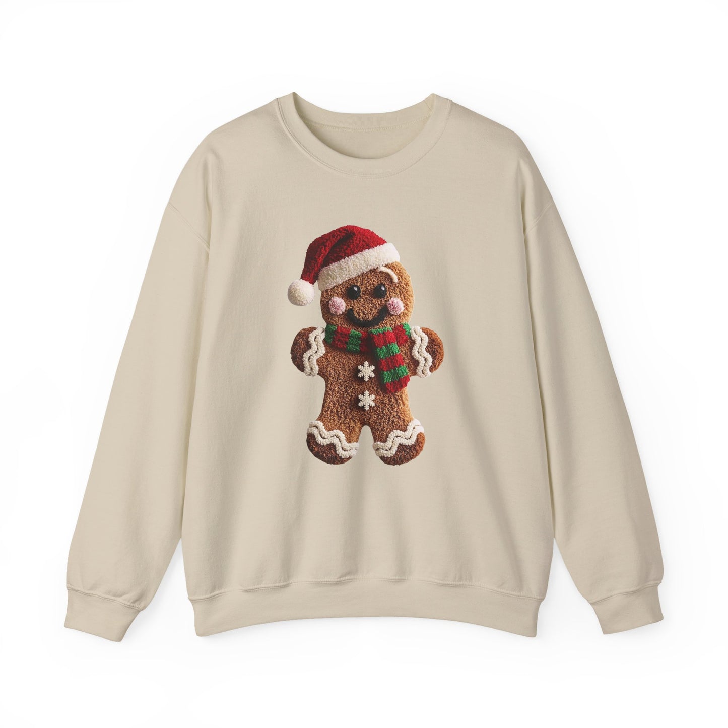Ginger Bread Man Christmas Sweatshirt - Faux Yarn