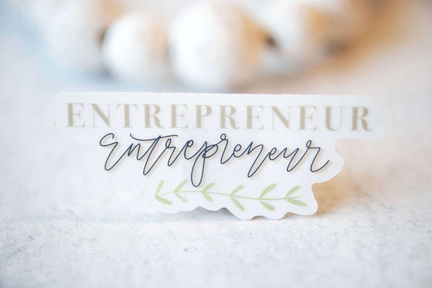 Entrepreneur Floral, Clear Vinyl Sticker 3 inch