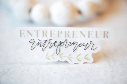 Entrepreneur Floral, Clear Vinyl Sticker 3 inch