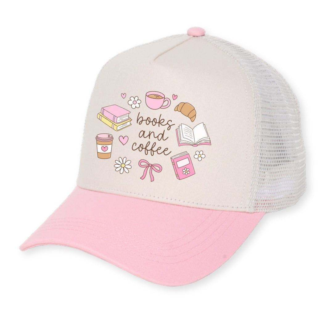 Books and Coffee Girly Doodles Hat Just So Happy