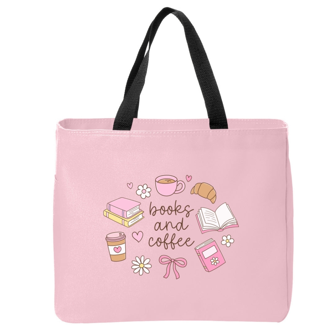 Books and Coffee Girly Doodles Tote Bag Just So Happy