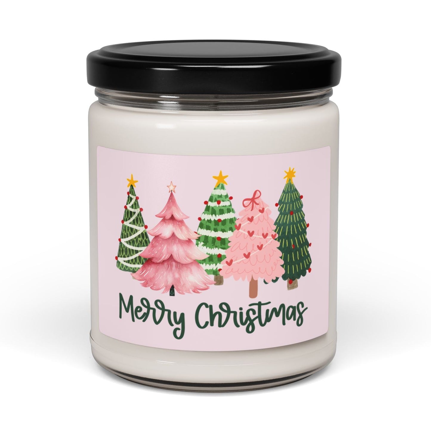 Pink Trees Merry Christmas 9oz Scented Soy Candle